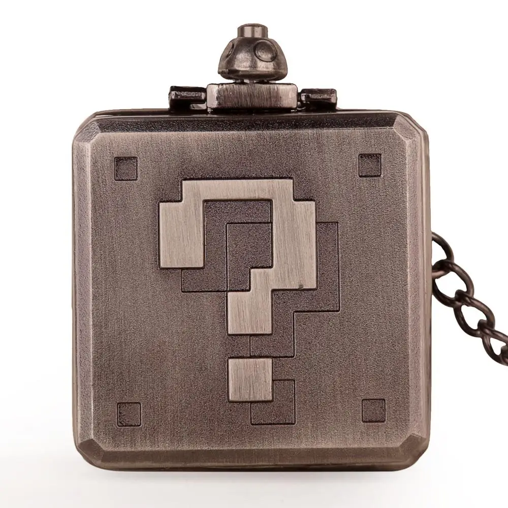 

New Arrival Square Steampunk Quartz Pocket Watch Creative Question Mark Pendant Exquisite Necklace Watches with Chain Clpck Gift