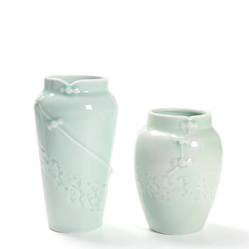 Dehua китайский Ретро Ностальгический Celadon ручная роспись небольшая ваза керамический цветок стебель цветка Цветочная композиция Современная