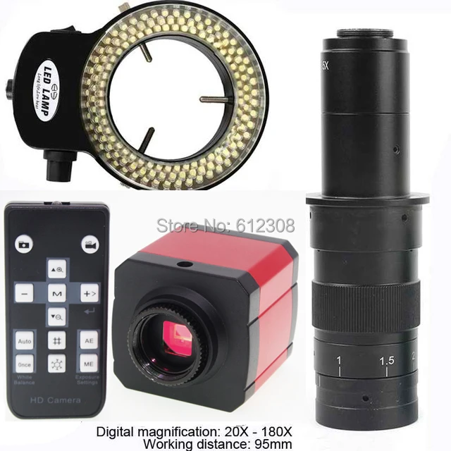 24MP 1080P 60FPS HD HDMI USB промышленный лабораторный микроскоп Видео камера TF слот для карт C-Mount объектив 144 светодиодный кольцевой свет