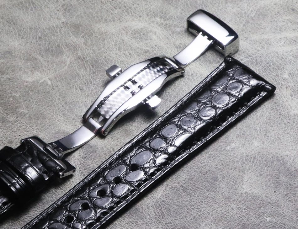 

High-end cozy Men women watchband 18 19 20 21 22mm Handmade Alligator strap black Crocodile skin Genuine Leather watch Belt