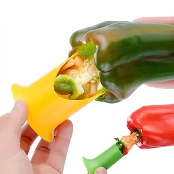 

100pcs 2 in 1 Pepper Chili Bell Jalapeno Corer Green Pepper Chili Seed Remover Kitchen Utensil WB1894