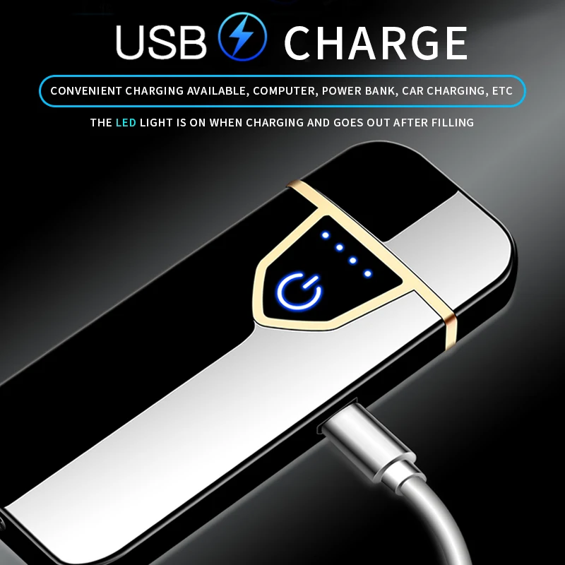Новинка USB металлическая зарядная Зажигалка Windprood электронные зажигалки сенсорные для мужчин гаджеты Аксессуары для сигарет