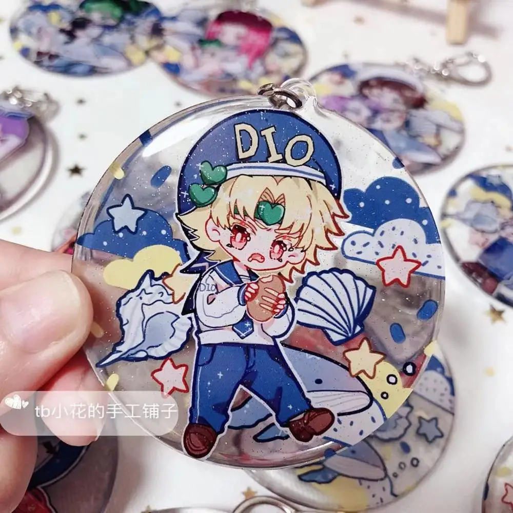 Аниме JOJO невероятное приключение Золотой ветер Гвидо MISTA Bucciarati Giorno кисибэ Косплэй акриловый брелок кольцо для ключей - Цвет: 13
