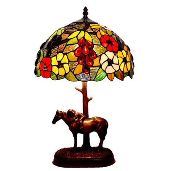 

12 inch tiffany lamp manufacturers selling horse resin base European rural stained glass decorative lamps and lanterns