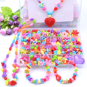 

Children Creative Toys DIY Handmade Beaded Toy with Accessory Set 24 Grid Girl Jewelry Making Educational Toys Children Gifts