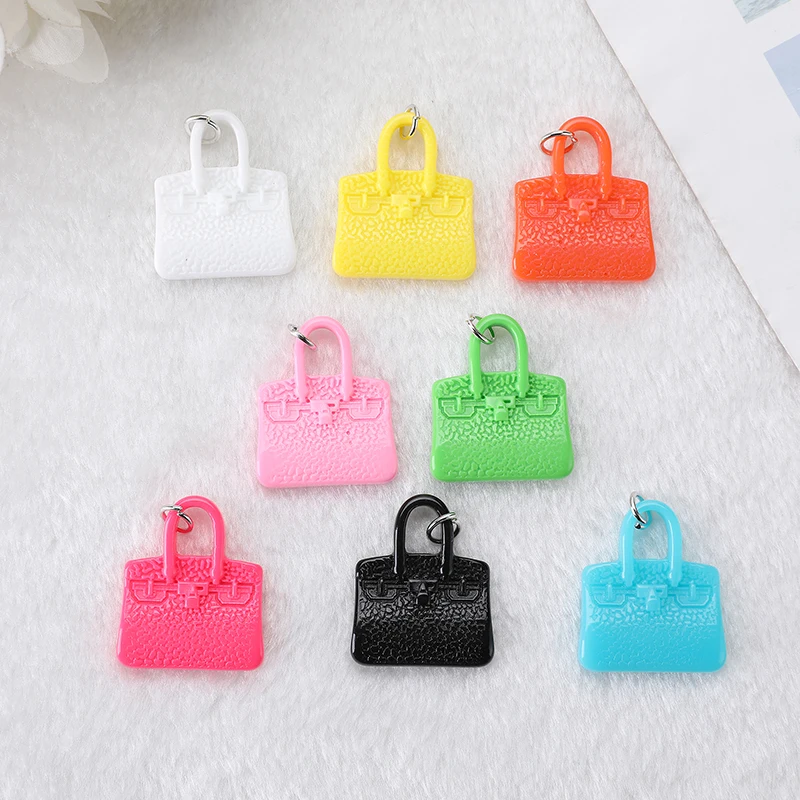 

8 Pcs/Lot 28*35 MM Handbag Charms Colorful Flatback Resin Bag Accessories for Jewelry Diy Making