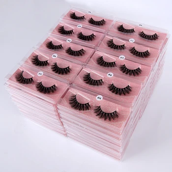 

Beeos 1pair Faux Mink Lashes 18-22mm Long Natural Crisscross Popular False Eyelashes Beauty Makeup Tool Reusable Eyelashes
