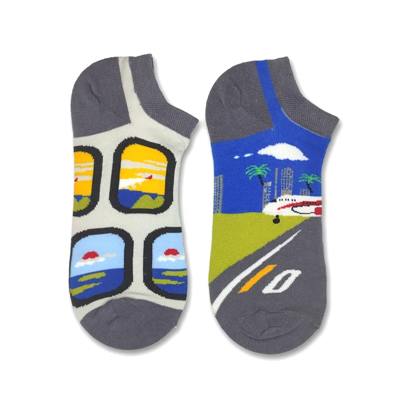 

AB Non-symmetrical Airplane Cabin Fun Funny Creative Color No-show Socks Low-Cut Short Socks Men And Women Cotton Socks Fashion