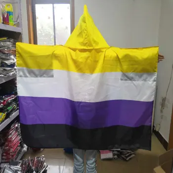 

Hot Selling Non Binary Pride Cape 150x90 cm 100D Polyester Custom cape and Banners, Free Shipping