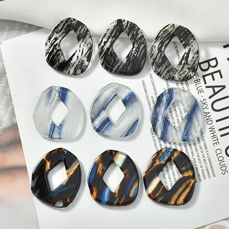 

Winter style 30pcs/lot color pattern print geometry irregular shape acrylic beads diy jewelry earring/garment accessory