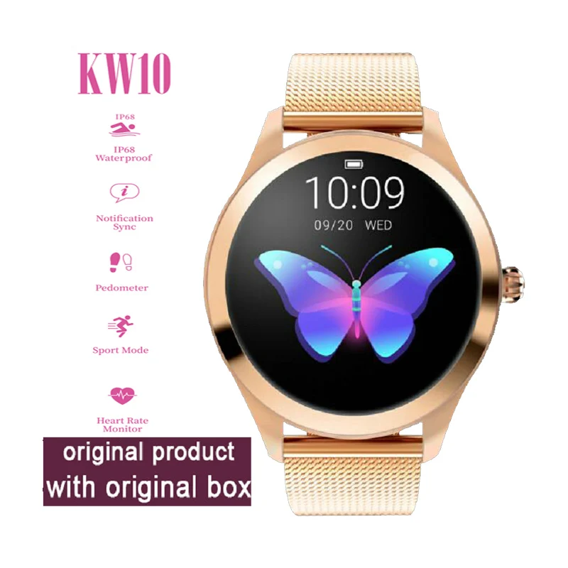 

2019 KW10 Smart Watch fashion Women IP68 Waterproof Heart Rate Monitoring Bluetooth For Android IOS Fitness Bracelet Smartwatch