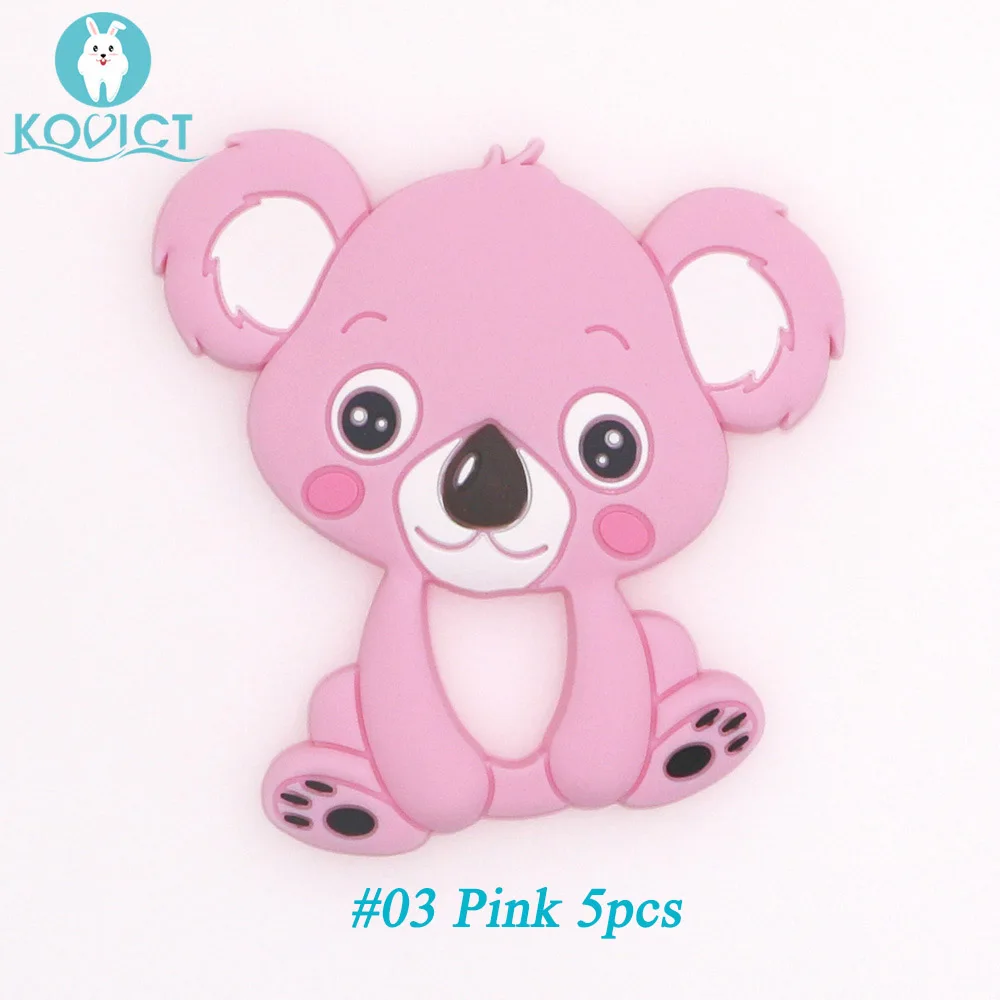 03 Pink 5pcs Kovict 5/10 шт. Детские коала силиконовый Прорезыватель для зубов прорезывания зубов игрушки для младенцев Прорезыватель для зубов для изготовления украшений своими руками, Цепочки и ожерелья кормящих кулон Еда Класс - Цвет: 03 Pink 5pcs