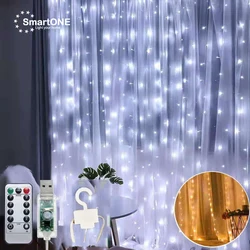 3X3M LED Curtain Light String 10M 20M Garland Fairy Light with USB Port for Livingroom Window Wedding Party Christmas Decoration