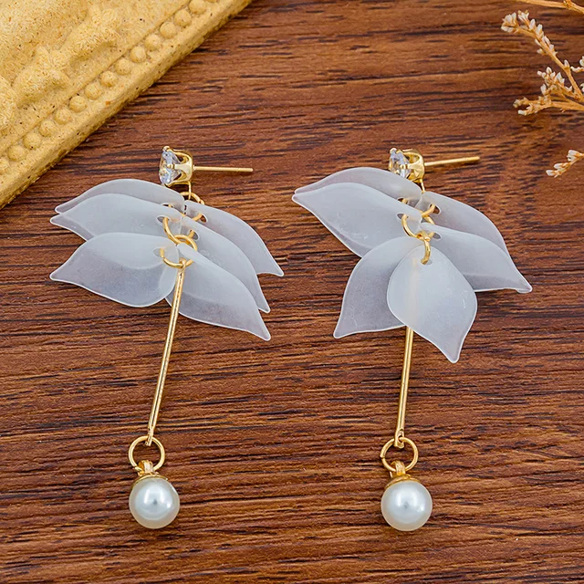 Exknl Multicolored Fashion Resin Flower Long Drop Earrings 2022 Designs Bohemia Handmade Petal Dangle Earrings For Women Gift 1429