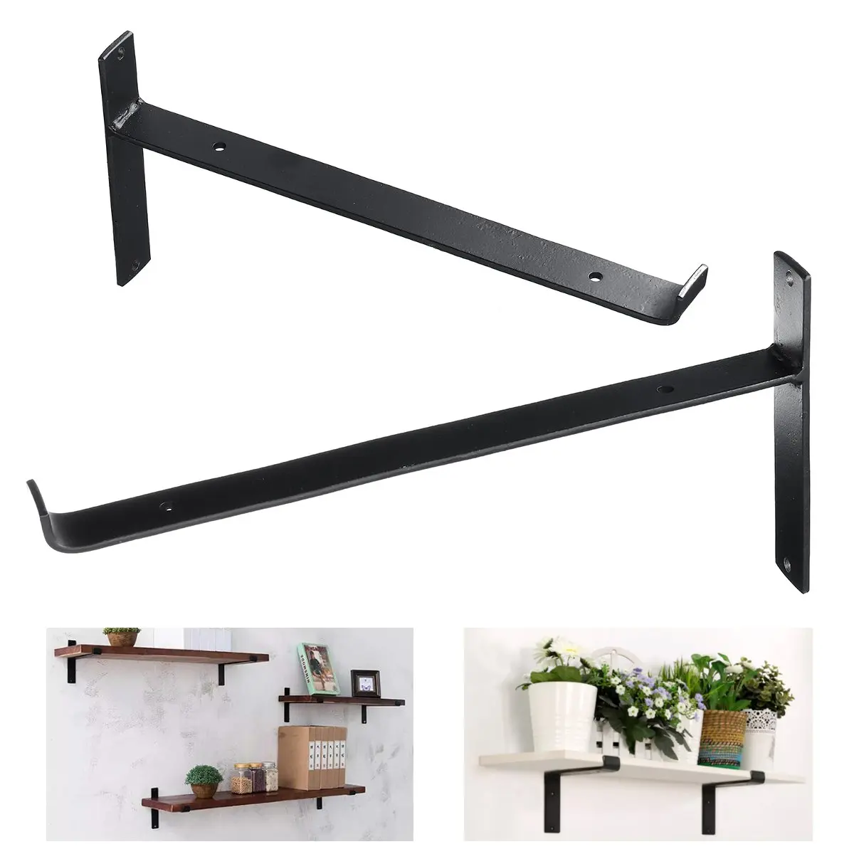 

Iron Wall Mounted Art Heavy Duty Practical L Shaped Angle Shelf Bracket Corner Brace Support for Home Living Room Kitchen 3 Size