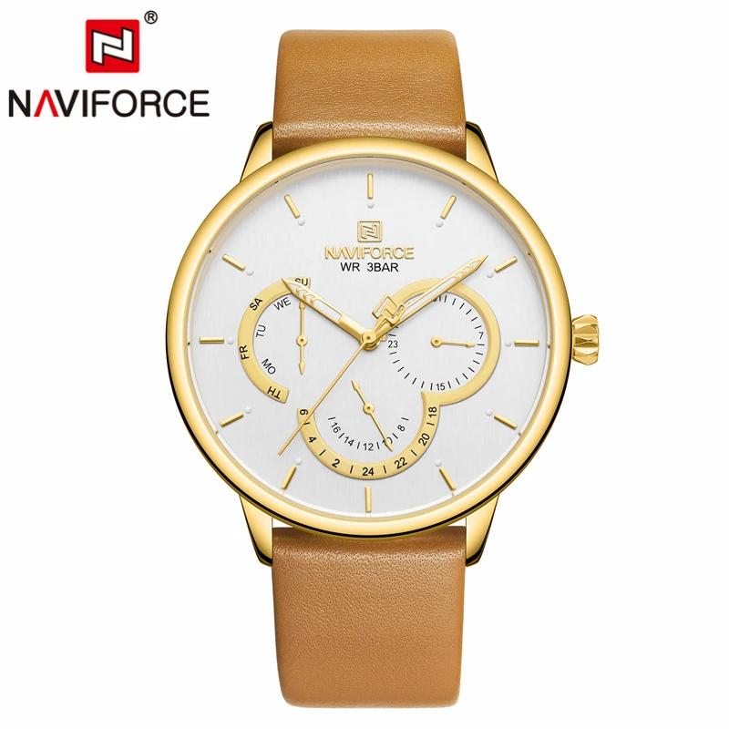 Gold White Naviforce мужские часы, мужские часы, водонепроницаемые кварцевые мужские часы, Топ бренд, Роскошные Водонепроницаемые наручные часы, Relogio Masculino - Цвет: Gold White