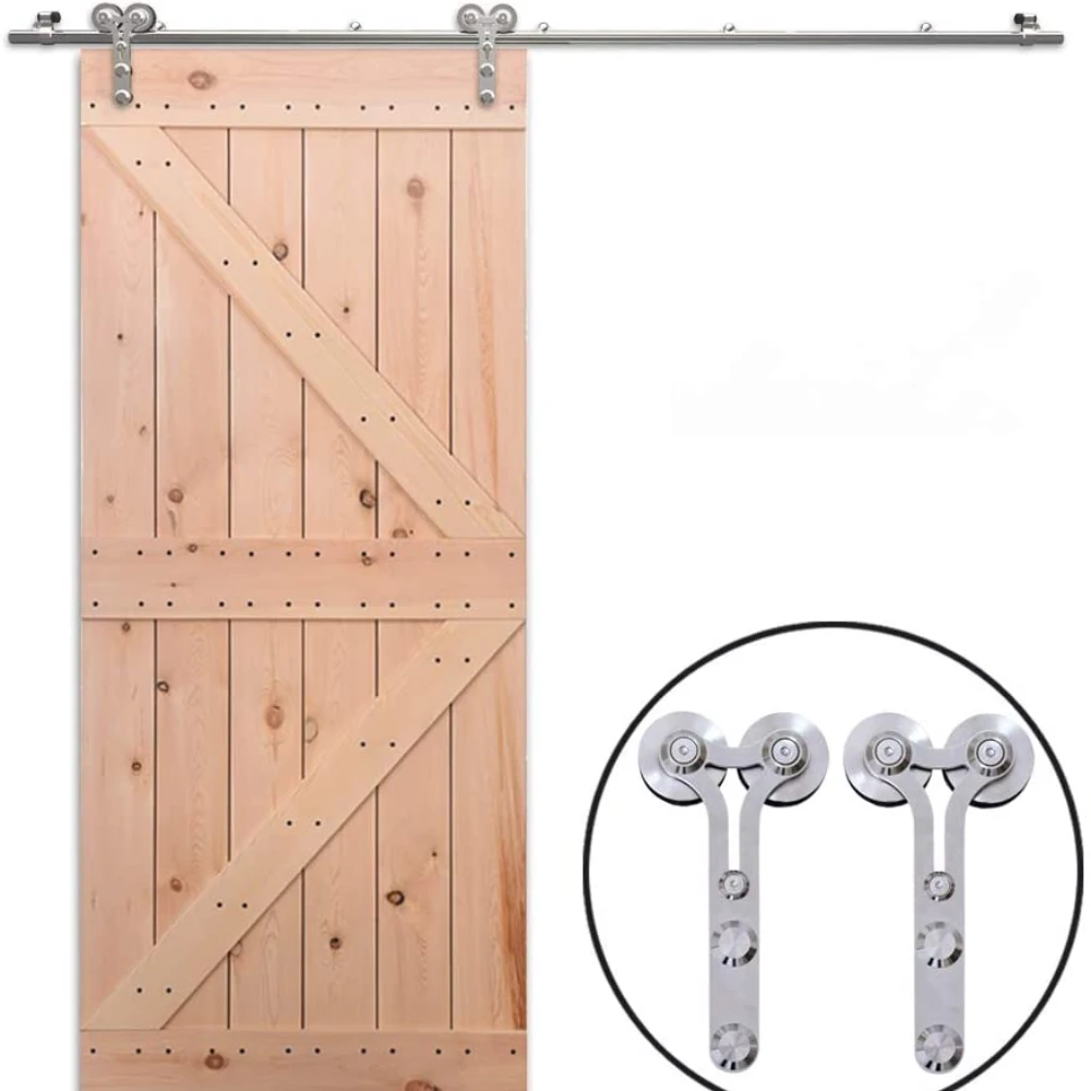 

JACHOR 4-16FT Y-Shaped Stainless Steel Barn Door Hardware Kit Wood Door Hanger Roller Track System for Single Door