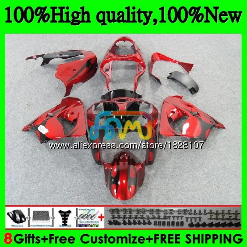 ZX900 черный пламенем комплект для KAWASAKI ZX900CC ZX9 R ZX 9R 9 R 900 900CC 30BS. 2 ZX-9R 2000 2001 2002 2003 ZX9R 00 01 02 03 обтекатель - Цвет: No. 1