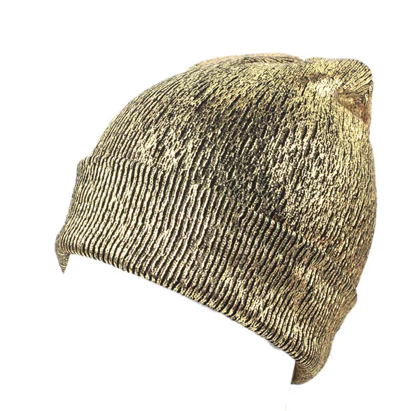 Для женщин бронзового цвета, Осенняя шерстяная одежда вязаная круглая объемная металлик Цвет шапки с черепами шляпа украшена блестками шапка-маска Шапки - Цвет: Золотой
