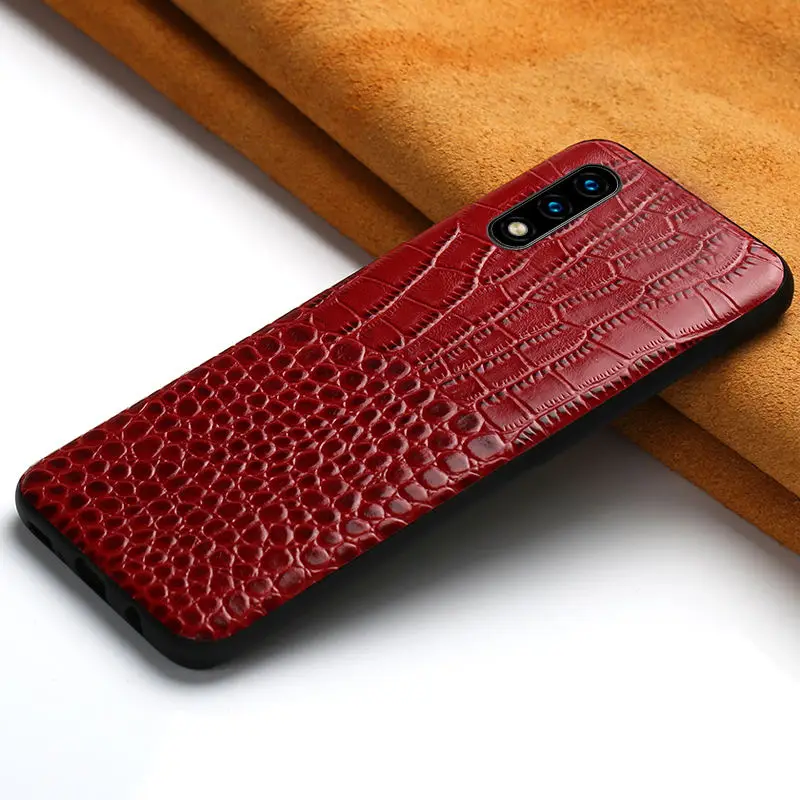 Чехол для телефона из натуральной кожи для huawei Honor 9X 10 20 Pro 10i 8X 360, защитный чехол для P30 P20 Pro mate 30 20 pro Lite y9 y6 - Цвет: Красный