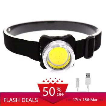 

Mini Portable Headlight COB LED Headlamp internal battery Head lamp light