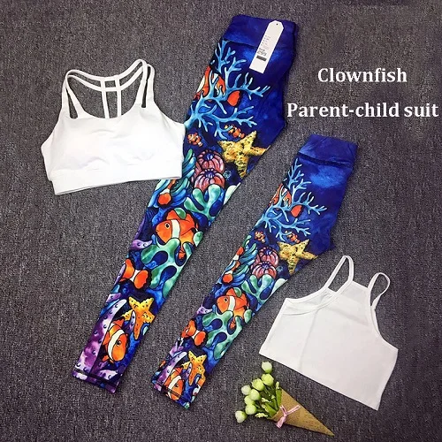 C1807 High Waist Leggings Sport Women Fitness with kids children Running Yoga Pants Energy Seamless Gym Girl leggins Parent-child set - Цвет: C1807