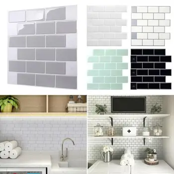 

3D Self Adhesive Tile Backsplash Kitchen Wall Tiles Bathroom Mosaic Brick Stickers Home Decor Oil-Proof Waterproof Wall Stickers