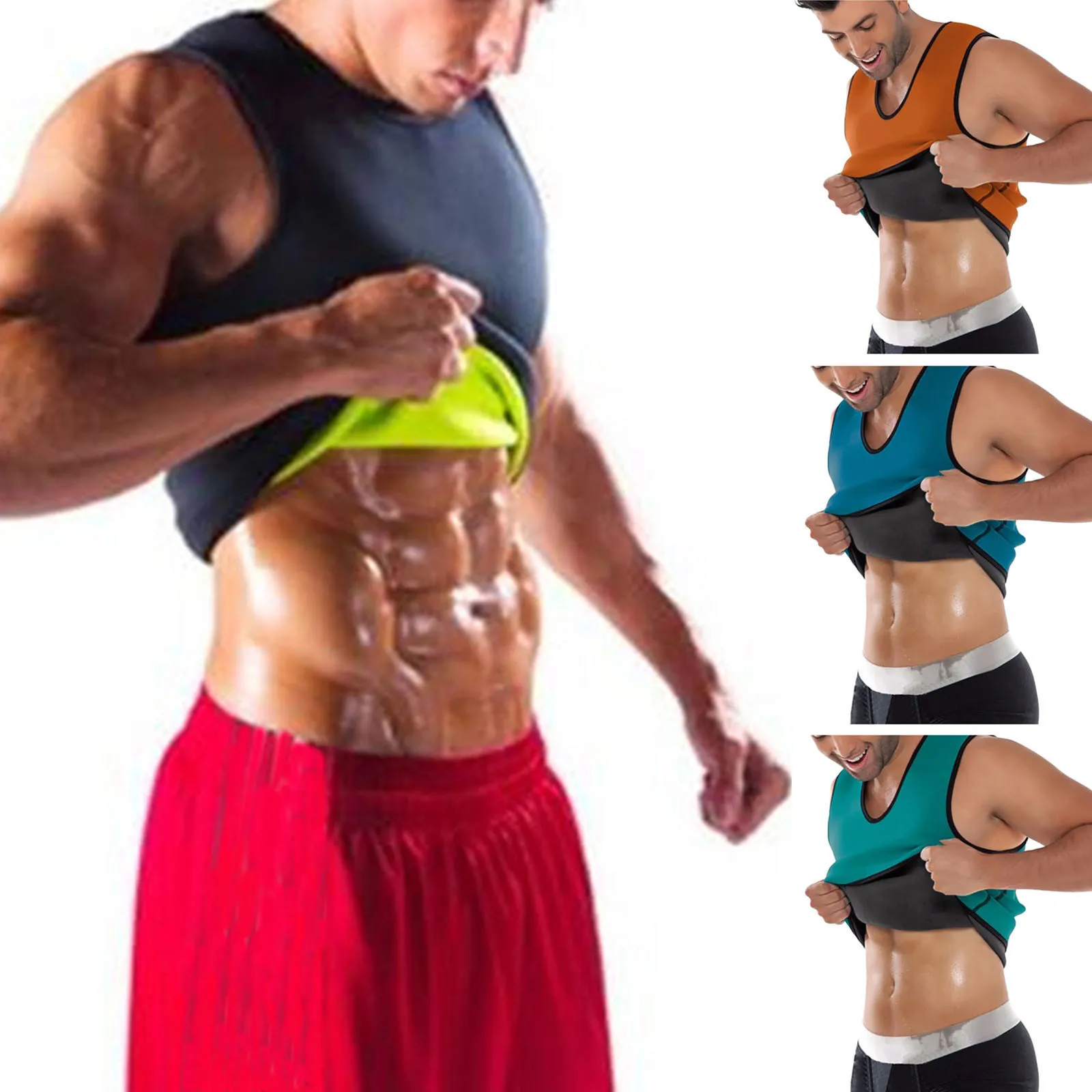 25 los hombres térmica modeladores del cuerpo adelgazamiento camisa Fitness manga corta de neopreno quema grasa de Abdomen Shaperwear cintura sudor corsé