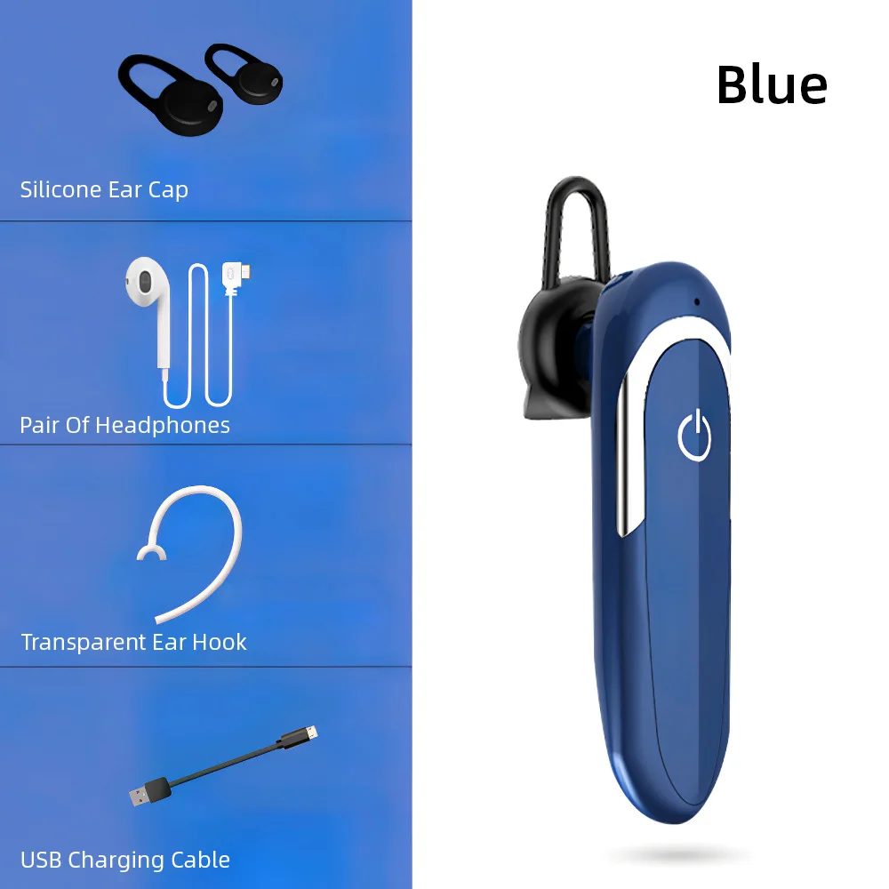 Синий D5 Bluetooth наушники, беспроводной автомобильный комплект, гарнитура с защитой от пота, снижение уровня шума, наушник с HD микрофоном для Xiaomi Redmi Note 7 - Цвет: Синий