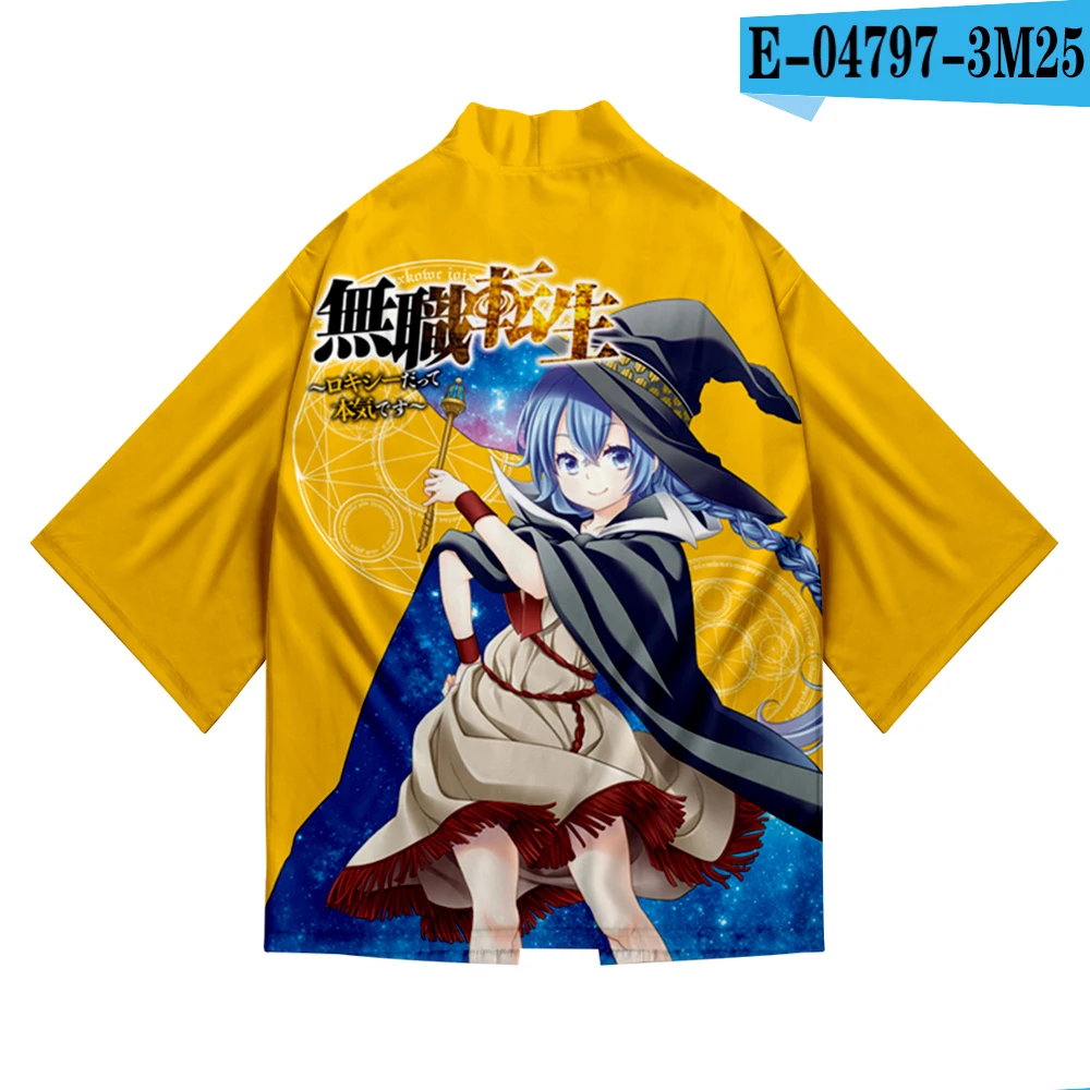 Mushoku tensei, японское кимоно, короткий рукав, рубашка для мужчин, хип-хоп, Ukiyoe, Повседневная рубашка,, Мужская Летняя мода, мягкие Гавайские рубашки - Цвет: 3M25-2