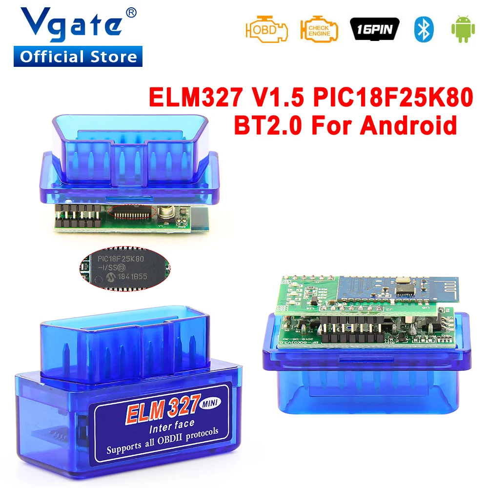 OBD2 Scanner Diagnostic-Tool Code-Reader ODB2 Elm 327 V1.5 Pic18f25k80 Bluetooth Android