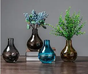

NORDIC ORNAMENT FLOWER ARRANGEMENT SIMPLE SEA BLUE VASE TRANSPARENT GLASS DECORATION HOME LIVING ROOM TABLE DECORATION