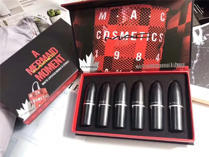 

Maces 6 Different Colors Sexy Matte Lipstick Mac Makeup Long Lasting Lipsticks Pencil Lip Stick Cosmetic With Transparent Box