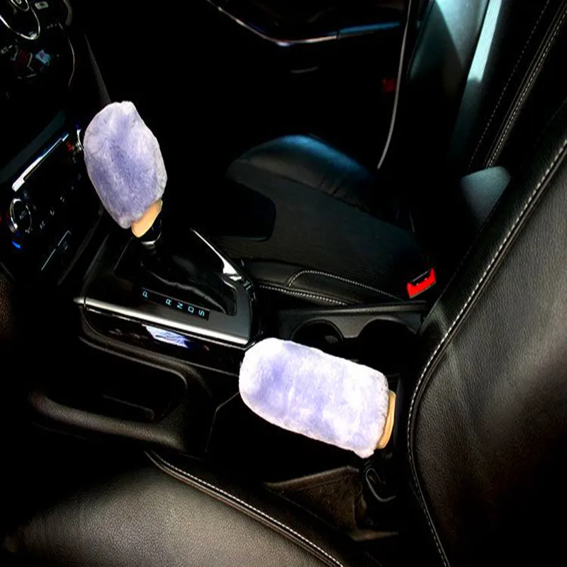 2Pcs Universal Manual Gear Shift Plush Collars Car Head Shift Knob Warm Cover Handbrake Grip Case Car Accessory Silicone Gear