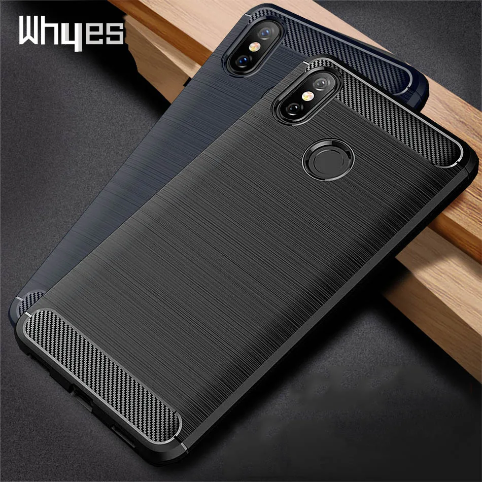 Мягкий силиконовый чехол Whyes для Xiaomi Mi Max 3 Pro 2 из углеродного волокна ударопрочный