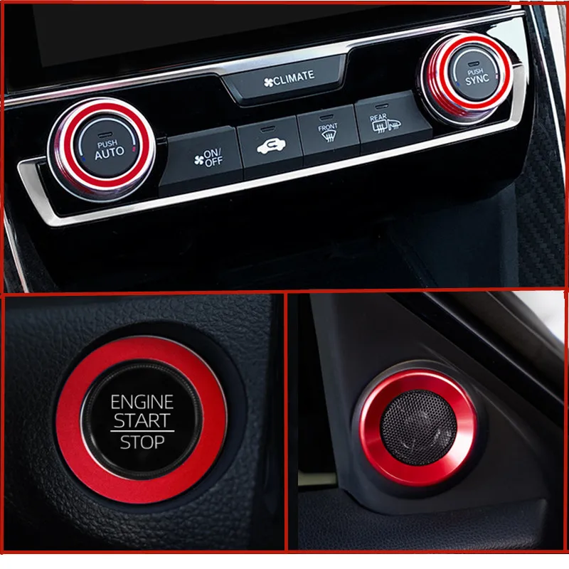 5pc Car Styling Car Ignition Engine Start Stop Decorate Button Rings