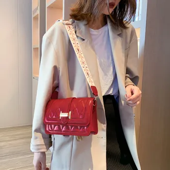 

PU Shoulder Bags Flap New Small Bags Women's Bags 2019 Western-style Broadband Messenger Bags Wild Shoulder Ladies' Bags