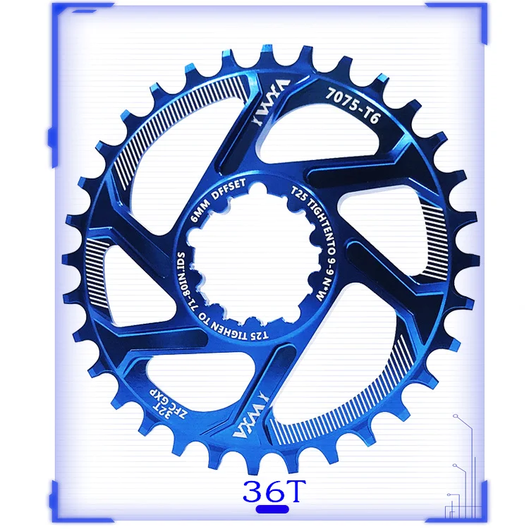 Blue 36T 1PCS VXM горный велосипедная Звездочка узкая широкая цепь из колец цепь велосипедная Звездочка для ARAM GXP XX1 X9 модными принтами XO X01 шатун со звездочкой запчастей 32/34/36/38T - Цвет: Blue 36T 1PCS