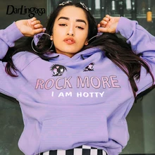 Darlingaga Casual Solto Outono Inverno Hoodies Mulheres Tops Carta Imprimir Engraçado Pullover Com Capuz Harajuku Kpop Camisola das Mulheres 2019(China)