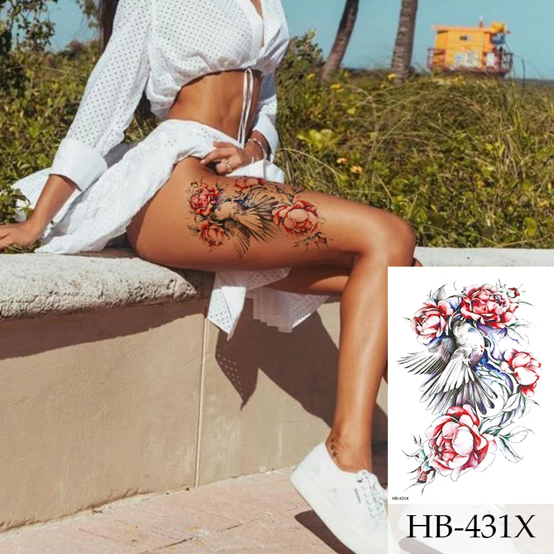 Tattoo Sticker Temporary Tattoos Peony Rose Temporary Tattoo Stickers Women Body Art Tattoo Girl Back Breast Tatoos Flower