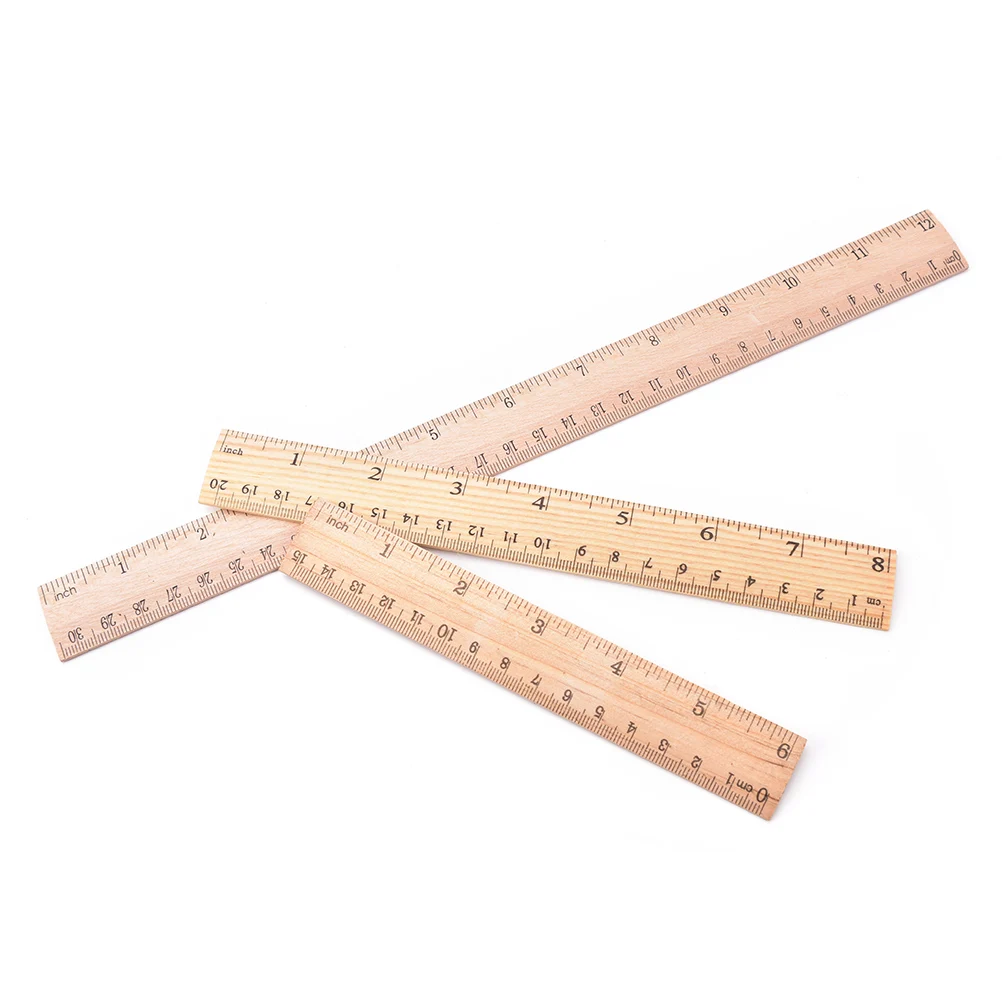 15/20/30cm Wooden Ruler Learning&office Stationery Ruler Metric Rule Precision Double Sided Measuring Tool