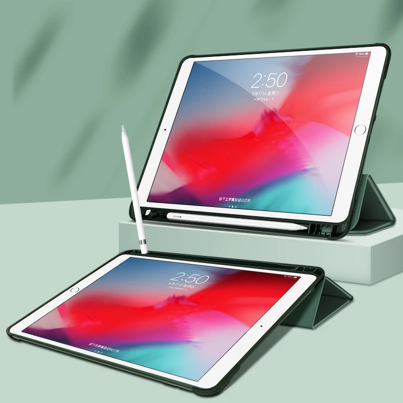 Чехол-карандаш с подставкой для iPad 10,2, 9,7 дюймов, 7 дюймов, mini 5, 4, Air, 3, 2 из искусственной кожи, смарт-чехол с функцией автоматического сна Pro 10,5, чехол из ТПУ