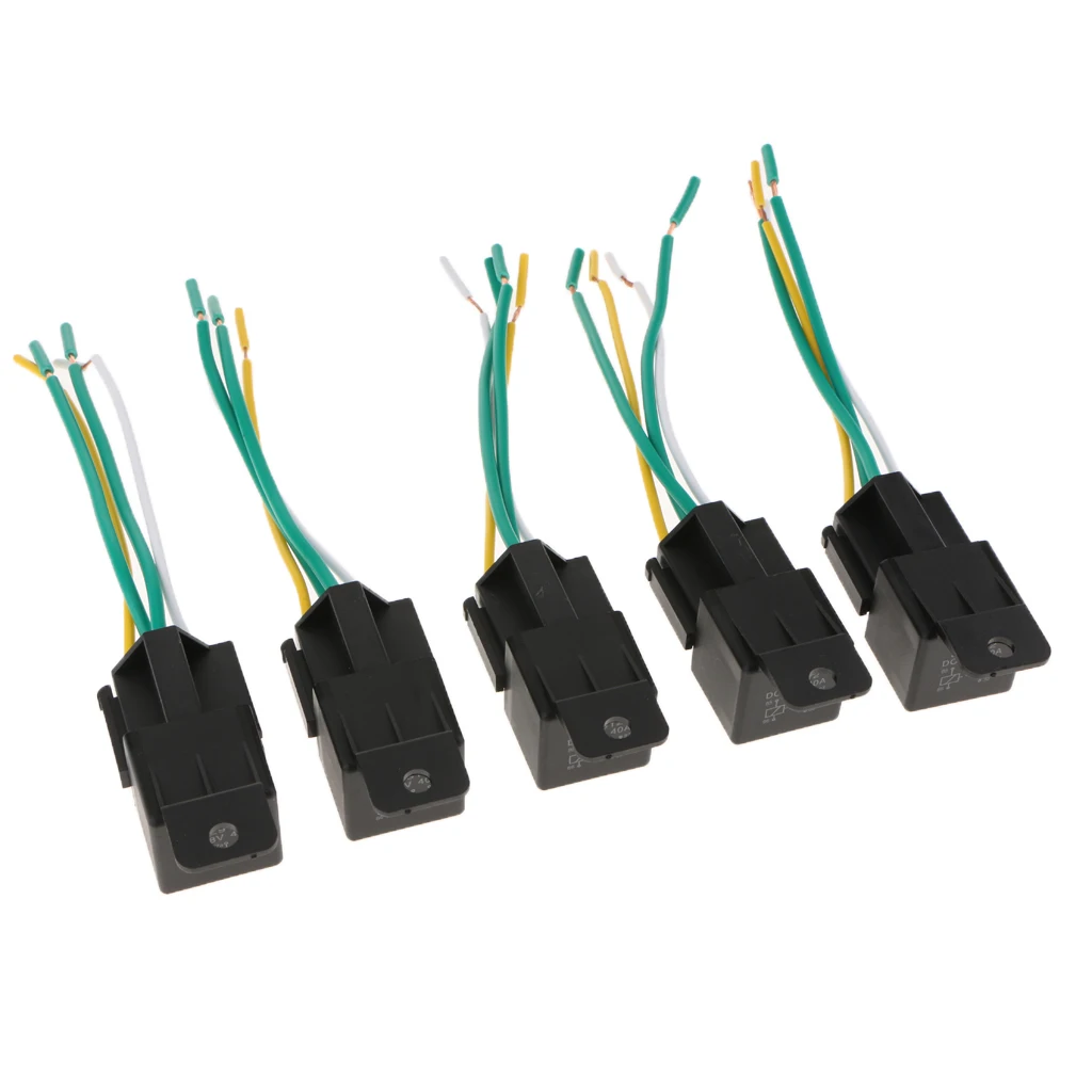5 шт. 48 В 40A 5Pin автомобиль SPDT нормально закрытое реле с 4 проводами Soet