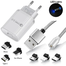 Магнитный кабель Micro USB для iPhone 11 Pro samsung A50 A70, быстрая зарядка, кабель usb type C, QC 3,0, быстрая зарядка, зарядное устройство