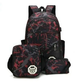 

New Arrival 3pcs/Set Large Backpack Unisex USB Travel Multifunction Backpacks Teenage Outdoor Sport Convenient Backpacks