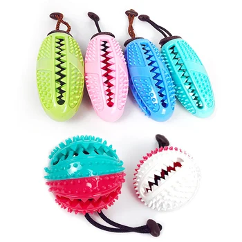 

Teeth Cleaning Pet Dog Toys Feeding Food Ball Chew Rubber Squeak Interactive Molar Dog Toy Bell Stick Built-in-Bell Puppy Toys