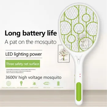 

Rechargeable Electric Fly Killer Led Bug Zapper Racket Electric Fly Swatter Mosquito Killer Kill Bugs Instantly And Effectively