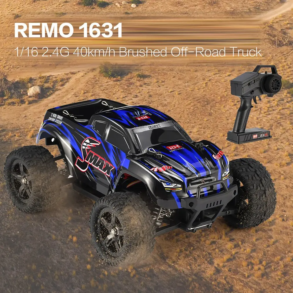 REMO 1631 1/16 Масштаб 2,4 г 40 км/ч высокая скорость 4WD матовый внедорожный грузовик большие колеса Bigfoot SMAX RC автомобиль дистанционного управления детский подарок