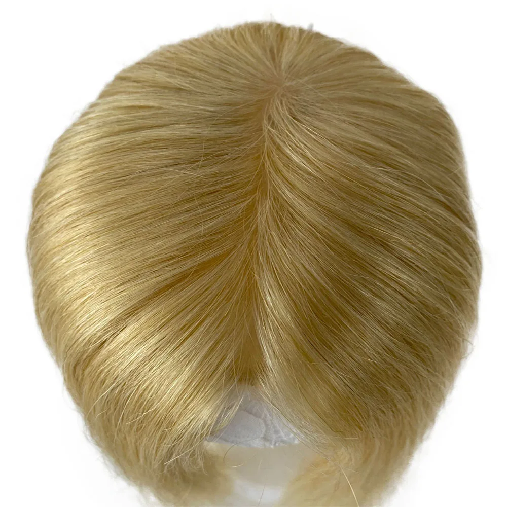 #613 European Wavy Remy Human Hair Topper for Women 12x13 CM Skin Scalp Base Blonde Breathable Clip In Hair Piece for Thin Hair