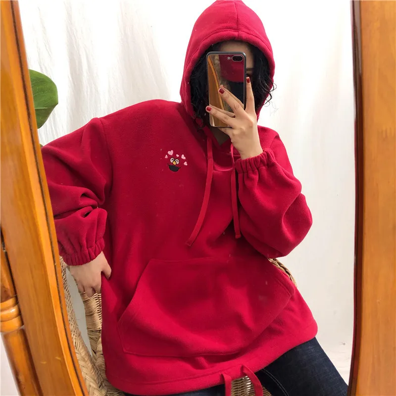 ELMO Embroidery Hoodies Pockets Oversize Sweatshirts
